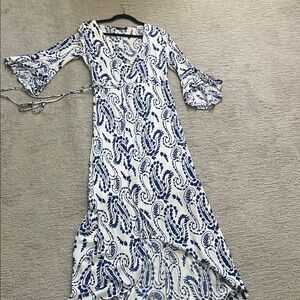Elegant Long Sleeve Paisley Dress